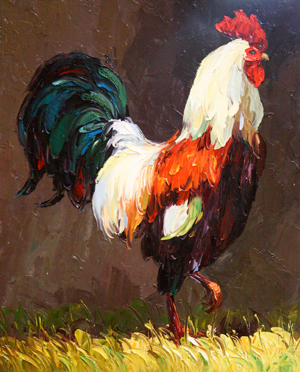 rooster oil painting